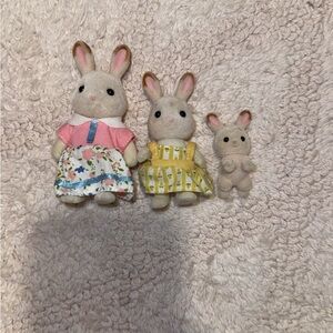 Adorable Bunny Family Set with Pink and Yellow Outfits